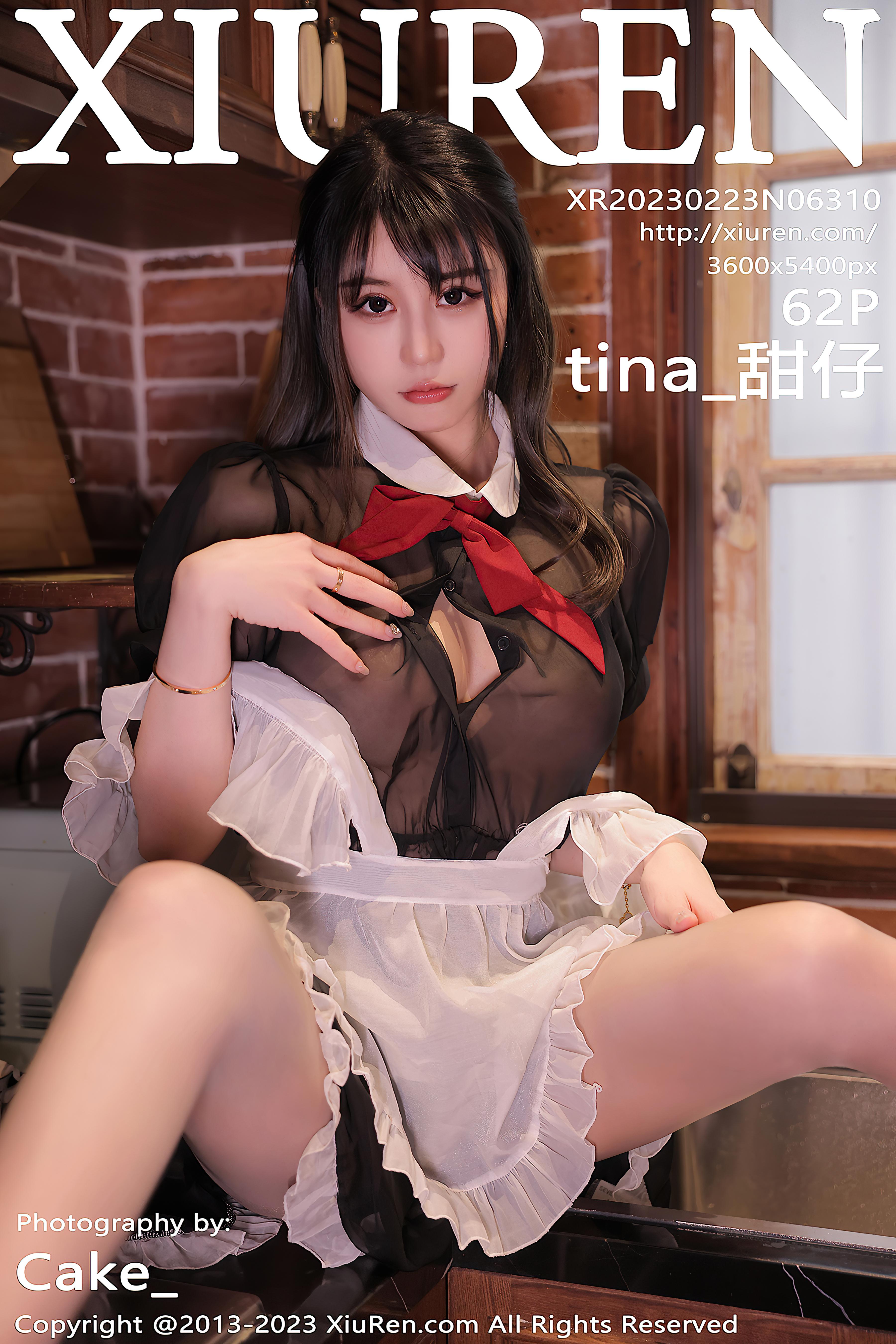 [XiuRen秀人网]2023.02.23 NO.6310 tina_甜仔 透视情趣女仆制服加肉丝美腿性感私房写真集