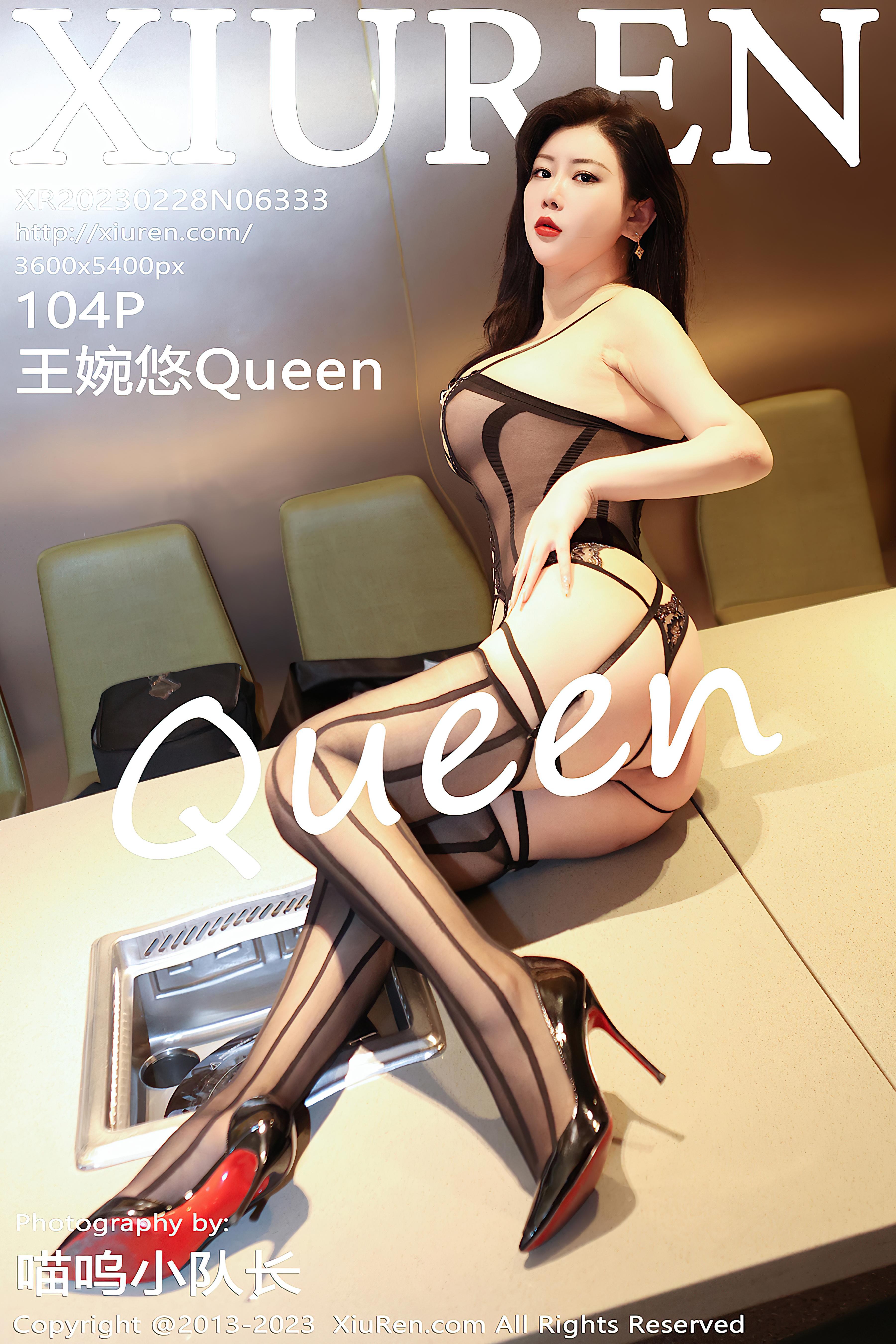 [XiuRen秀人网]2023.02.28 NO.6333 王婉悠Queen 快餐店大胆拍摄 黑色情趣内衣加黑丝美腿性感私房写真集